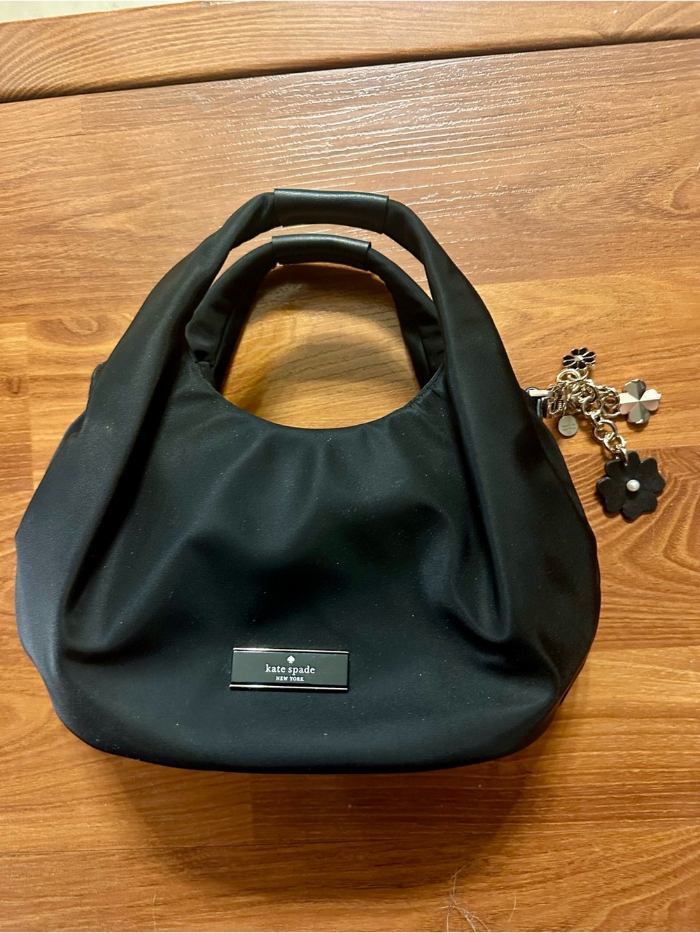 Kate Spade Black Handbag with Floral Charm
